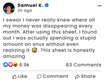 Facebook testimonial from customer