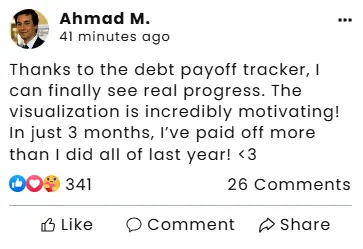 Facebook testimonial from customer