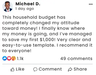 Facebook testimonial from customer